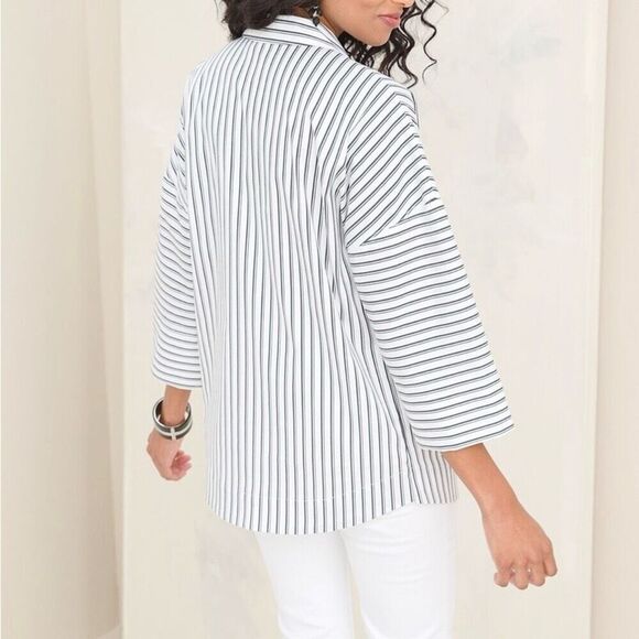 Chico's Double Stripe Poplin Dolman Top Chicos 2 US size 12 - Picture 12 of 12